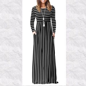Favorite Maxi Dress in Black Stripes!